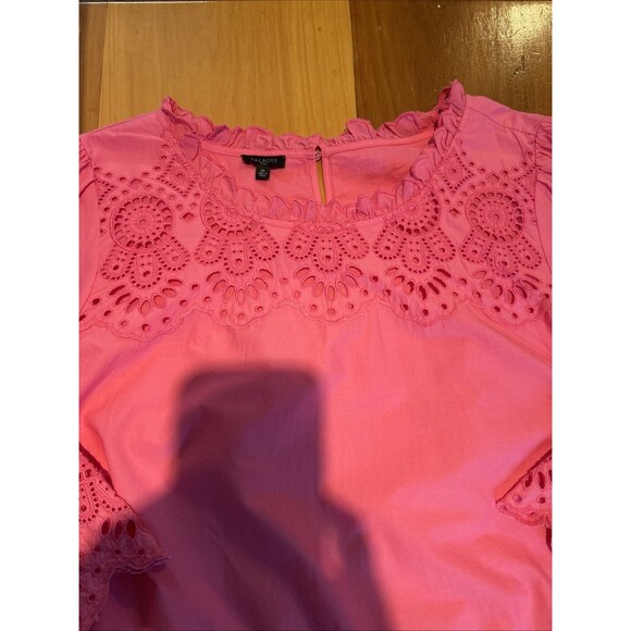 Talbots Woman’s Tunic Top. 2XL. Lined. Cotton. Pink. Lace. Ruffle - Picture 2 of 10